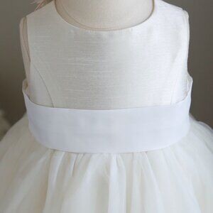 White Wide Satin Matte Waist Sash Pre-Tied bow Adjustable New